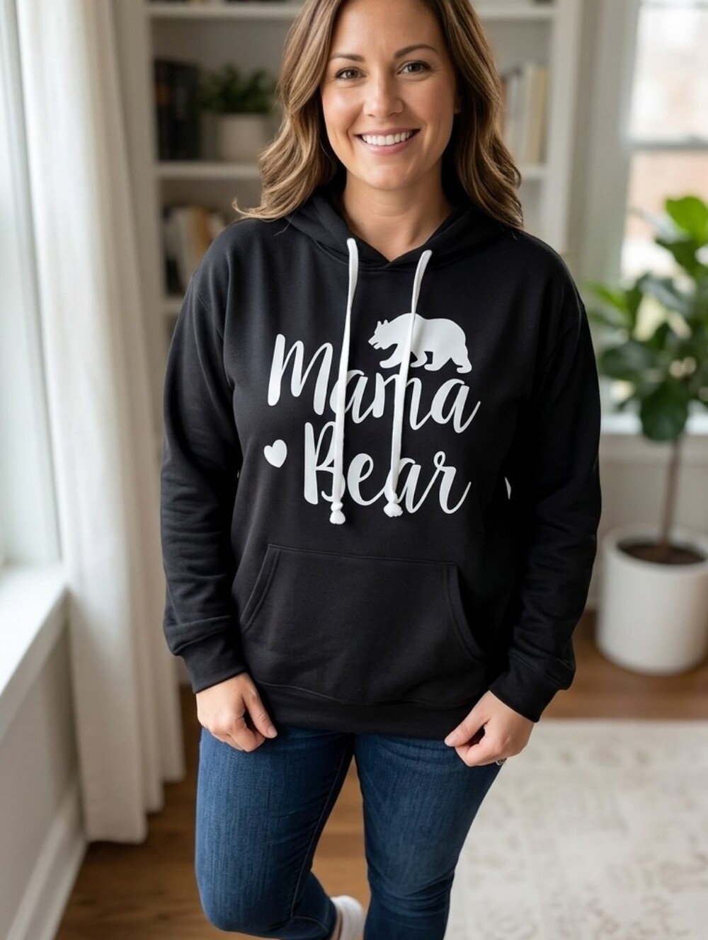 Black "Mama Bear" Hoodie Sweatshirt - Women's Sweater